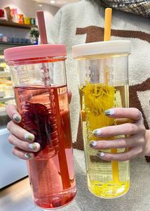 700ml <b>Large</b> Capacity Plastic Water Bottle with Filter Drinking Straw and Tea Infuser Cup - Product Image 3