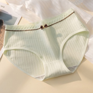 Braguitas de Algodón Acanalado para Mujer, Cintura Media, Lazo Dorado, Cintura Texturizada, Ropa Interior Suave y Transpirable para Uso Diario - Product Image 4