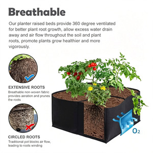 Sac de culture rectangulaire en feutre respirant et réutilisable, robuste, de 10, 20, 30 gallons, pour tomates et jardins surélevés - Product Image 4