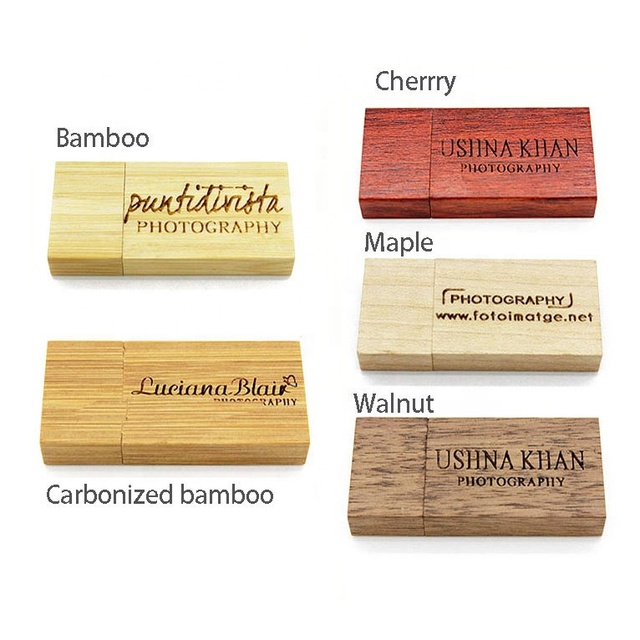 AiAude Bamboo Usb Gadgets with Box Wooden Flash Memory Chip 32GB 64GB 128GB Encrypt Expand Storage Wooden Pen Drive 3.0 2.0