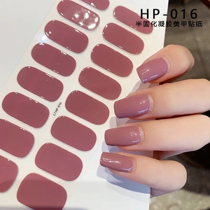 16 Tips Transparentes Semi-Durcies en Gel pour Ongles, Bandes Adhésives Couleur Pure, Autocollants de Vernis à Ongles en Gel à Couverture Complète pour Lampe UV/LED - Product Image 5