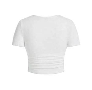 Femmes été Crop hauts décontracté 3D broderie impression Streetwear confortable col rond doux à manches courtes pour Club Sexy femme - Product Image 3