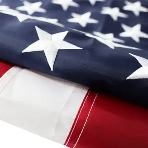 Высококачественный изготовленный на заказ 3 Х5 футов нейлоновый полиэфирный материал со звездами в полоску США, Американская страна, Национальный Вышитый Флаг