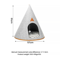 Tente pour chat en feutre gris clair avec poignée supérieure, entrée en maille arquée, abri confortable pour animaux de compagnie pour chats d'intérieur, usage domestique