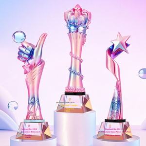 Trofeo de equipo de cristal de resina Rosa personalizado para competición infantil Campeón de baile Medallas de premio Placas Opciones coloridas - Product Image 2