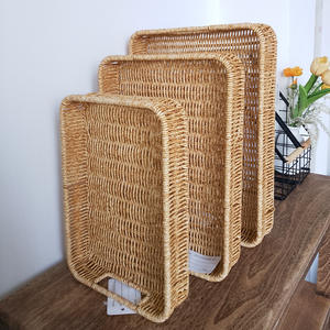 Panier de rangement rectangulaire tissé à la main, couleur abricot brun café, empilable, pour la cuisine, le supermarché, l'hôtel - Product Image 5