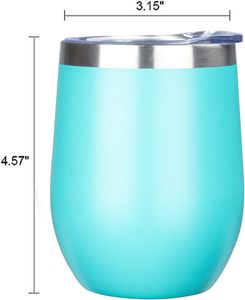 Gobelet isotherme de 12 oz avec couvercle, double paroi sous vide en acier inoxydable, tasse à vin, à café, à champagne, à cocktail, à bière - Product Image 2