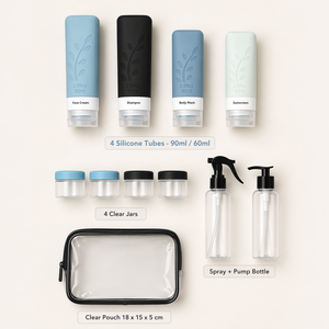 Wholesale 18 Piece Silicone <b>Travel</b> <b>Bottle</b> Accessories Set 90ml 60ml BPA Free Leak Proof Custom Logo Color Style Packaging - Product Image 6