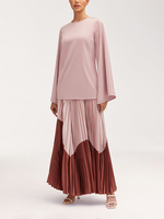 de vêtements islamiques personnalisés en gros OEM jupes élégantes musulmanes en satin Top 2 pièces ensemble pour femmes