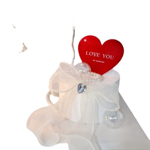 ของตกแต่งเค้กวันวาเลนไทน์รูปหัวใจอะคริลิคประดับมุกและริบบิ้นโบว์ สำหรับการเฉลิมฉลองสุดโรแมนติก - Product Image 5