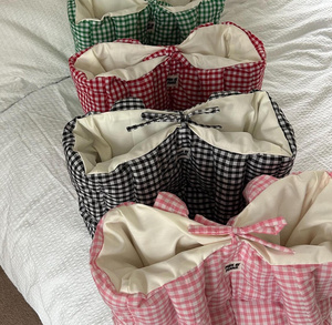 Grand sac fourre-tout matelassé en tissu écossais rouge, mignon et moelleux, fait main, avec rembourrage doux, sac <span class=keywords><strong>à</strong></span> bandoulière - Product Image 4