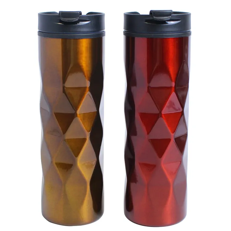 Double wall stainless steel coffee mug flip lid tumbler bottle thermos