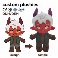 Peluche personnalisée en tissu de coton, personnage diable cornu doux, merchandise de jeu, décoration intérieure, jouet anti-stress caniche, estampage à chaud doré