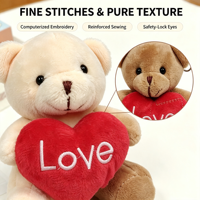 Boneka Beruang Teddy 4 Inci Memegang Gantungan Kunci Hati Cinta, Mainan Hadiah Valentine Bahan Plush Lembut Warna Cokelat Krim, Grosir Langsung dari Pabrik Sumber Global