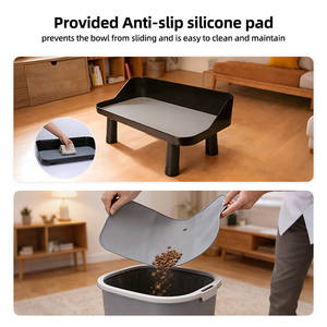 Easy <strong>Clean</strong> Durable Plastic Elevated <strong>Dog</strong> Bowls 3-Height Adjustable <strong>Dog</strong> Bowl Stand Dual Anti-Slip <strong>Mats</strong> Footpads Eco-Friendly - Product Image 3