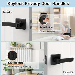 Poignées de porte robustes noires mates de conception française, ambidextres, pour intérieur (chambres, villas, hôtels) et extérieur - Product Image 6