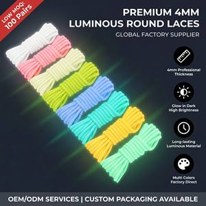 Lacets ronds lumineux de 4 mm d'épaisseur, haute visibilité, pour baskets, vente en gros, personnalisables, directement de l'usine OEM - Product Image 1