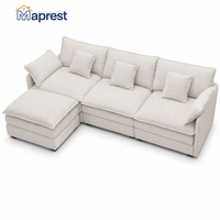 Canapé modulaire en forme de L avec section inclinable, rembourré, chaise longue réversible, assise profonde, coussins moelleux, pour salon et villa