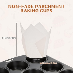 Trắng không thấm mỡ cấp thực phẩm paper15cm 16 cm Tulip cupcake lót Baking Ly bánh nướng xốp wrapper cho tiệc cưới sinh nhật - Product Image 2