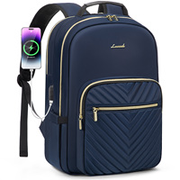 Sac à dos scolaire élégant matelassé LOVEVOOK avec port USB, sac à dos pour ordinateur portable de voyage d'affaires imperméable de haute qualité pour femmes
