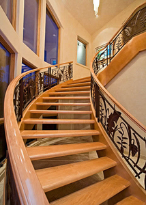 Rampe d'escalier en fer forgé courbé Tanlong avec décorations en <span class=keywords><strong>bois</strong></span>, installation facile, en <span class=keywords><strong>métal</strong></span> et <span class=keywords><strong>bois</strong></span> - Product Image 3