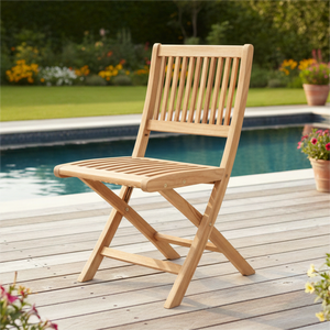 Indoteak Solid Teak <b>Wood</b> Modern Minimalist <b>Folding</b> Dining <b>Chair</b>-Durable Lightweight & Comfortable for Outdoor Use - Product Image 5
