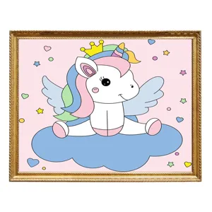 DIY digital oil painting canvas painting pink unicorn little girl picture children's toys