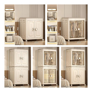 Armoire de rangement pliable et repliable avec portes transparentes, organisateur en plastique PP gain de place, roulettes, moulé par <span class=keywords><strong>injection</strong></span>, grande capacité - Product Image 2