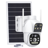 Caméra solaire PTZ de sécurité réseau Wi-Fi à faible consommation d'énergie avec détection de mouvement, carte mémoire extérieure et double objectif