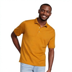 เสื้อโปโลแขนสั้นผู้ชาย Lands' End สีมัสตาร์ด ผ้าถักปิเก้ ระบายอากาศได้ดี สวมใส่สบาย ทรงปกติ ดีไซน์สีพื้น - Product Image 1