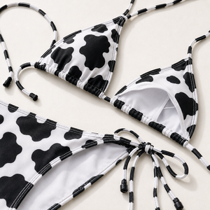 Conjunto de Bikini con Estampado de Vaca, Top Triangular y Braguita de Tanga, Traje de Baño para Mujer - Product Image 5