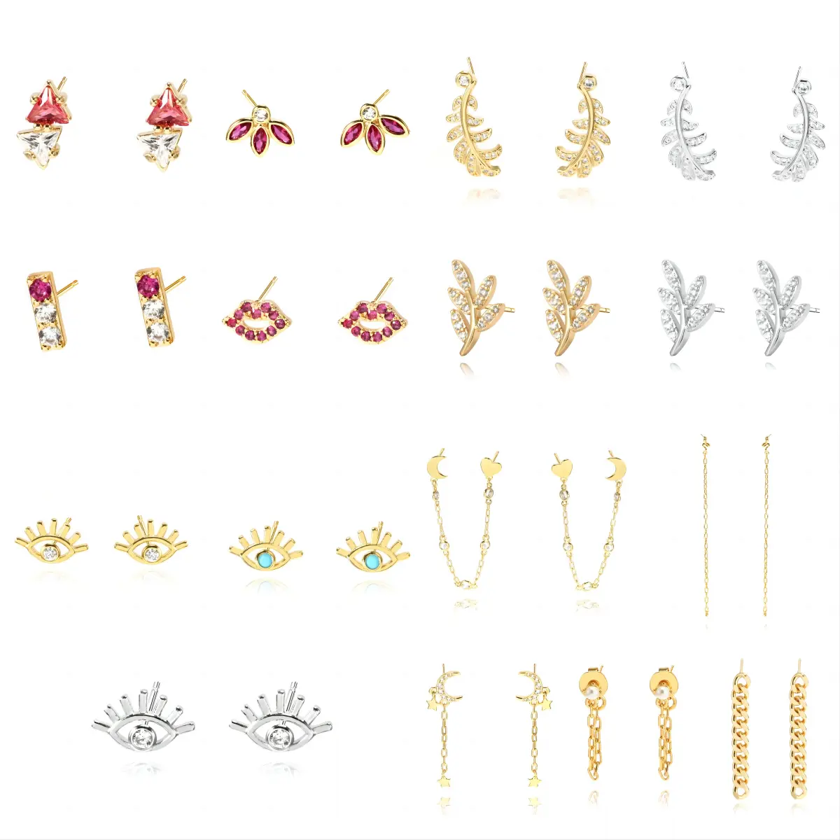 FOXI 100% 925 silver earrings Fine Jewelry Wholesale Rose Gold Earrings Simple 925 Sterling Silver Stud Earrings For Women