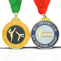 Op maat gemaakte hard-emaille sportmedaille van zinklegering, Taekwondo-awardmedaille, medaille met aangepast logo, metalen wedstrijdmedaille met polyester lint