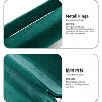 Étui à lunettes en métal rigide velours avec design rectangulaire et chiffon de nettoyage de couleur assortie, logo personnalisé en feuille d'or disponible