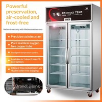 Réfrigérateur Vitrine Commerciale Verticale en Acier Inoxydable à Refroidissement par Air, 2 Portes, 968L de Capacité, Dégivrage Automatique