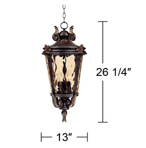 Luminaire d'extérieur suspendu rustique Vintage de <span class=keywords><strong>Marseille</strong></span>, véranda Bronze 26 1/4 ", verre à eau Champagne, étanche pour l'extérieur - Product Image 2