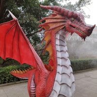 Dragon animatronique grandeur nature, dragon rouge européen, statue de dragon robotique, modèle de dragon réaliste pour parc à thème, événement d'Halloween, exposition