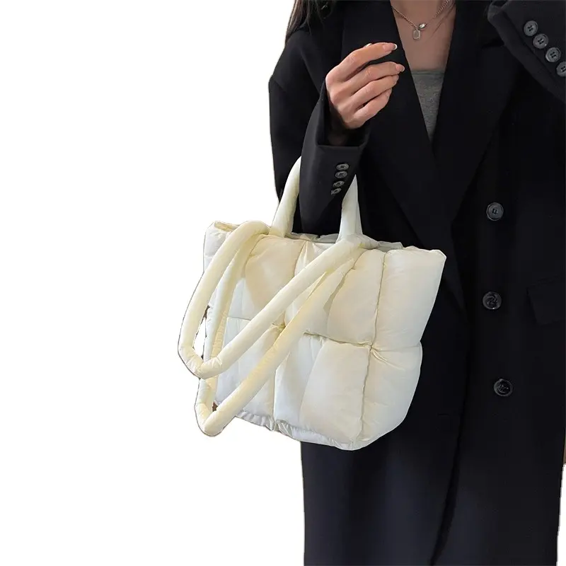 Weiterentwickeltes design linge quadratische handtasche gepolstert weiche baumwolle kissen tasche multifunktionale süße schultertasche