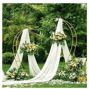 Arco de Boda Dorado Moderno, Desmontable, para Plantas Trepadoras, Decoración para Eventos y Fiestas - Product Image 1