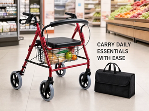 Déambulateur pliant à 4 roues avec siège et panier de rangement, cadre en aluminium, imperméable, aide à la mobilité pour adultes, OEM - Product Image 6