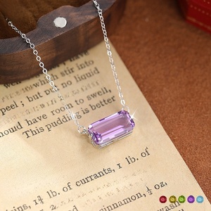 สร้อยคอเงินแท้ S925 ประดับพลอยอเมทิสต์ธรรมชาติสีม่วงออร่า ดีไซน์เก๋สำหรับผู้หญิง ขายดี เป็นเครื่องประดับนำโชคสำหรับงานปาร์ตี้ - Product Image 2