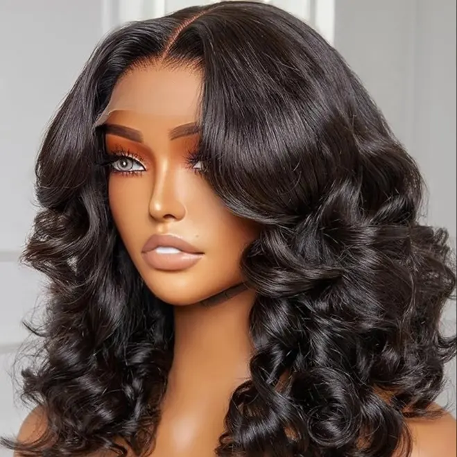 HAVEN HAIR 8 Zoll braune lockige Perücke Echthaar vor geschnittene Spitze Ombre lockige Perücke kurze lockige Bob indische Echthaar für schwarze Frauen