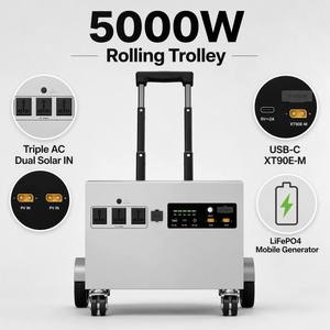 สถานีไฟฟ้าเคลื่อนที่แบบล้อลาก 5000W พร้อมเต้ารับ AC สามช่อง พอร์ต USB-C สองช่อง สำหรับแคมป์ปิ้งและอุตสาหกรรม - Product Image 6