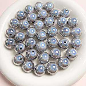 Cuentas acrílicas reflectantes de 16 mm con orificio recto, redondas, multicolor, modernas, para bricolaje, llaveros, colgantes de bolso y joyería. - Product Image 4