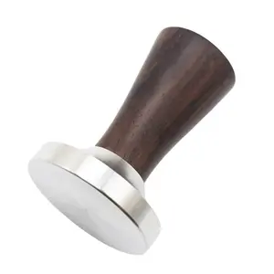 Coffee Tools Accessories 58mm Customizable Stainless Steel Flat Wooden Coffee Tamper Coffee Bean Press