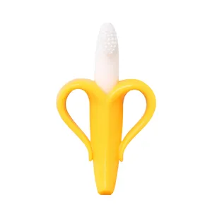 Mordedor de bebê 100% grau alimentício, mordedor de banana, brinquedos de silicone