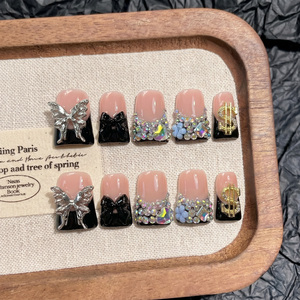 Conception originale ODM, ongles en acrylique faits à la main en 3D, courbes françaises, pose complète, PMMA, <span class=keywords><strong>faux</strong></span> ongles doublement embossés - Product Image 1
