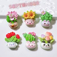 Patch en résine fait main crème colle bricolage pour enfants étui de téléphone portable cheveux chaussures accessoires Panda Pot de fleur acrylique plastique Lucite perles