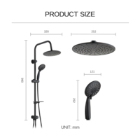 Vente Directe Usine Promotion Murale Noire Salle de Bain Douche Pluie Haute Pression Ensemble Douchette Système Barre Coulissante Colonne de Douche