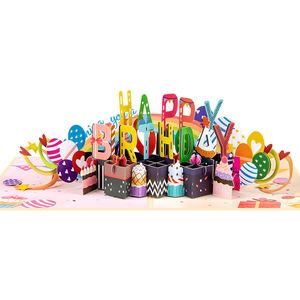 Biglietto di compleanno Pop up fatto a mano 3D con Design arcobaleno, biglietto di auguri di carta unico per bambini, amici, famiglia, anniversario, festa - Product Image 1